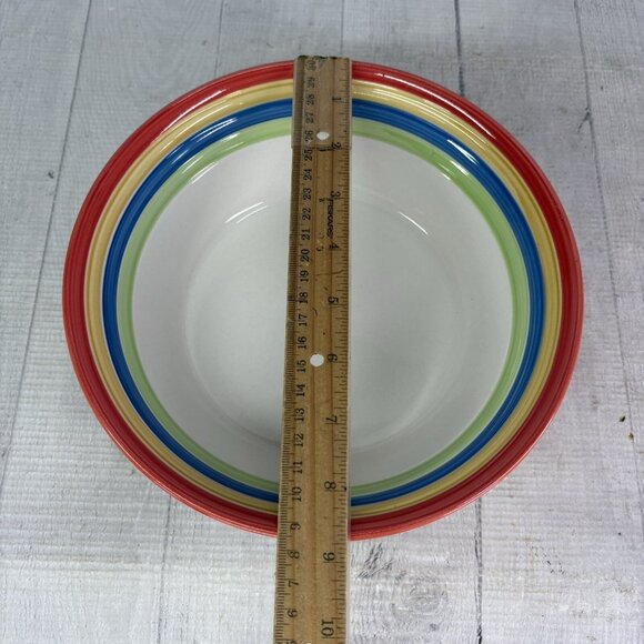 Gibson STYLISH LIVING RAINBOW STRIPES Multicolor Round Stoneware Serving Bowl - Picture 9 of 16